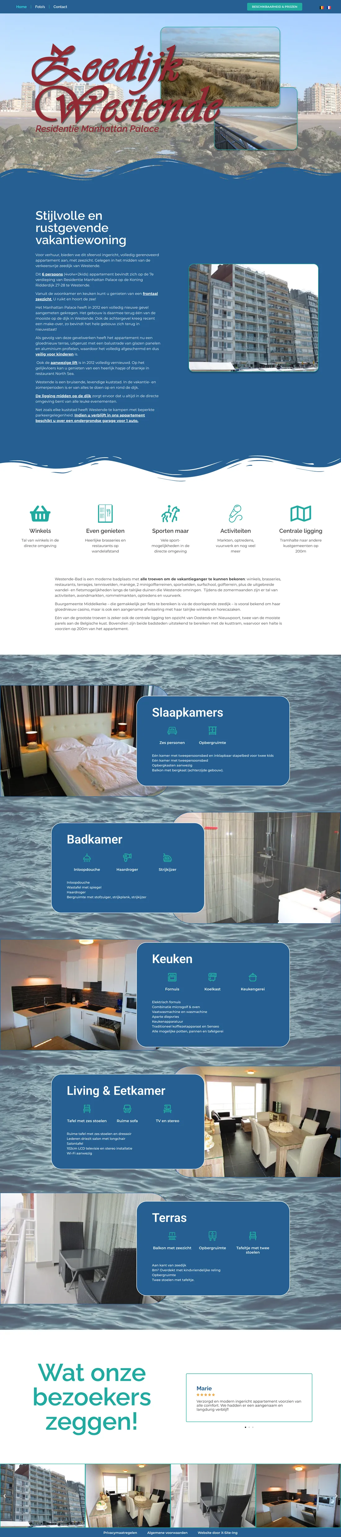 Volledige startpagina van de nieuwe website van Zeedijk Westende